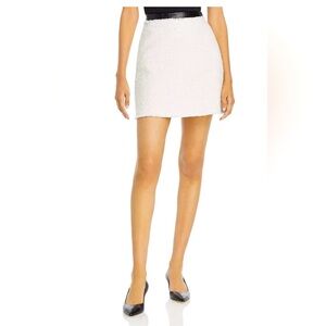 NWT Rebecca Taylor Faux Leather Trim Tweed Skirt Size 0